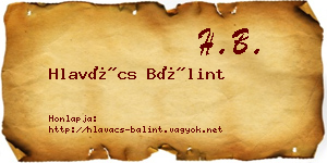 Hlavács Bálint névjegykártya